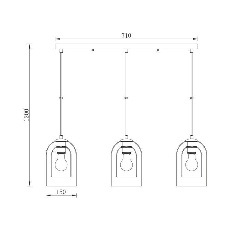BRAYTRON dim siva visilica 3xE27 - Lusteri i visilice