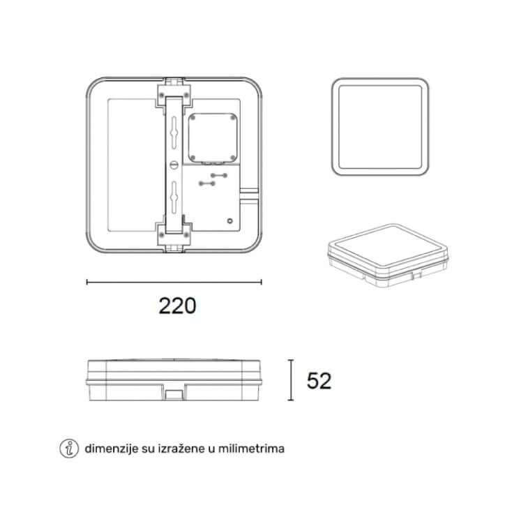 Crna LED plafonjera 18W | NORA18W/C – 3 boje svetla - Led plafonjere