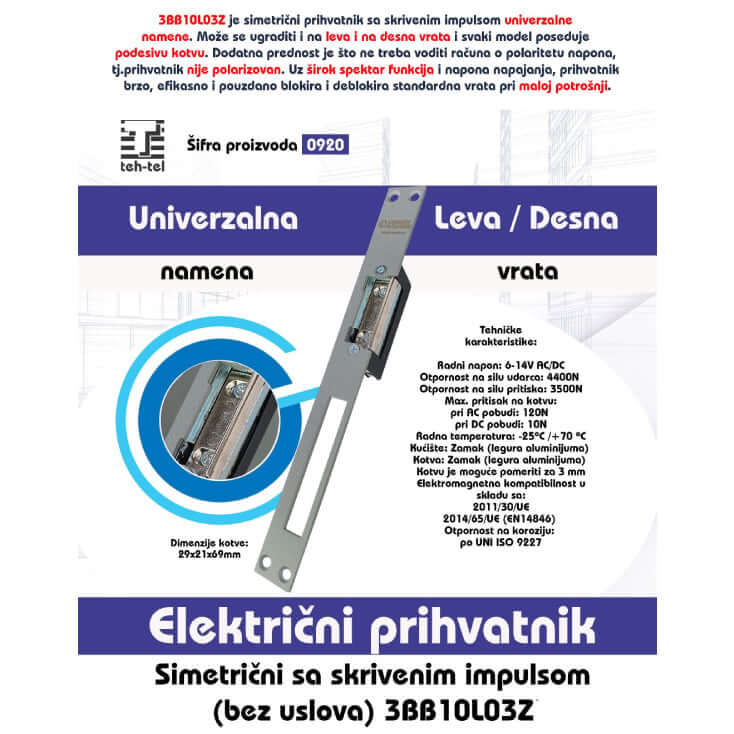 Elektromagnetna brava – 280kg držanje | T920 - Kontrola pristupa