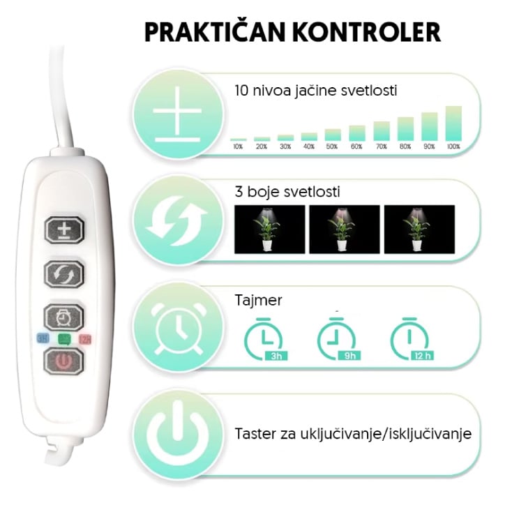 Jednostruka lampa za biljke 8W sa postoljem - Lampe za biljke