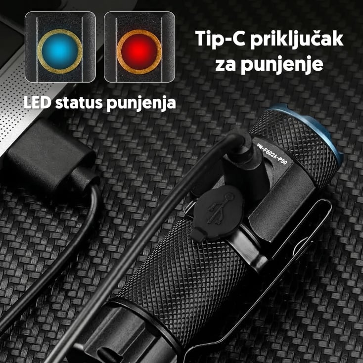 Kompaktna Punjiva LED Lampa XHP50, 650 lm, 80 m Domet, Magnet, USB-C, 52 g - Led lampe na baterije