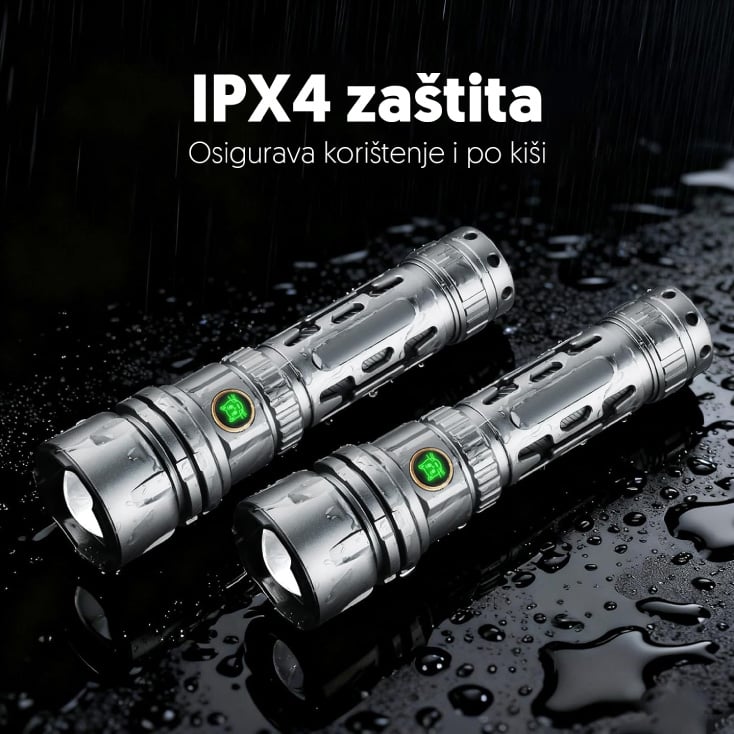LED Baterijska Lampa 1500 lumena, Domet 700 m, Vodootporna, 5000 mAh, USB-C - Led lampe na baterije