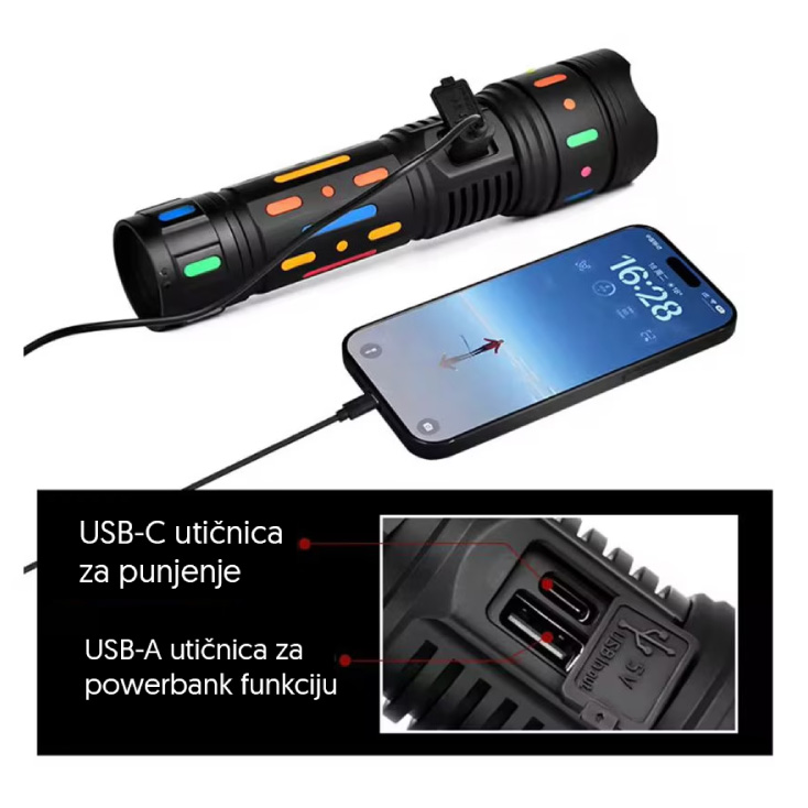 LED Baterijska Lampa Domet 3000 m, TG LED, 8000 mAh, Power Bank, Vodootporna - Led lampe na baterije