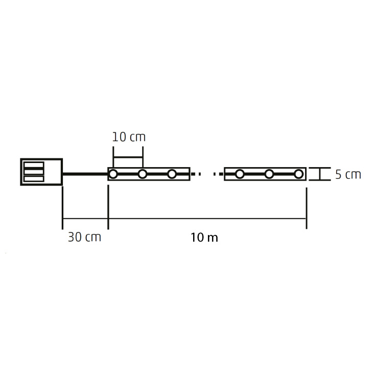 LED svetleći niz zlatna traka sa 100 LED dioda - Dekorativna rasveta