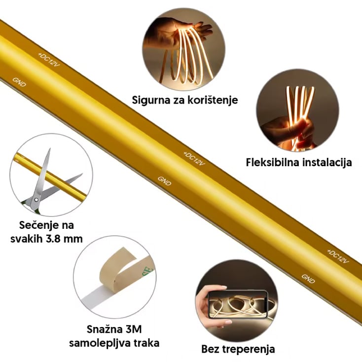 MINCUT COB LED traka 6500K 528 LED/m - Led trake