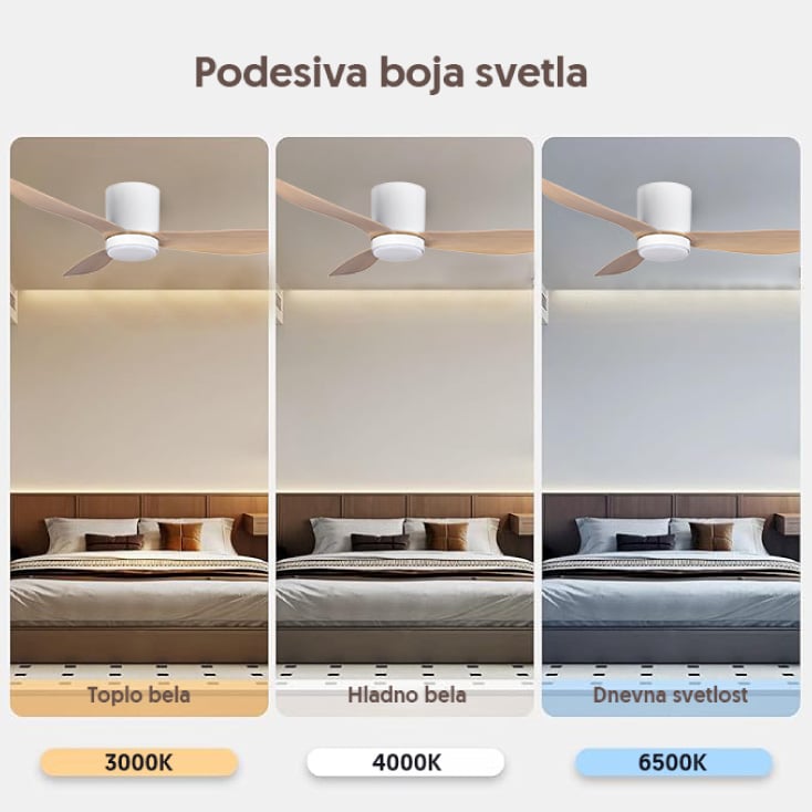 PROSTO Plafonski Ventilator 132cm sa LED Svetlom 40W Beli CFH5205L-3/40WH - Plafonski ventilatori