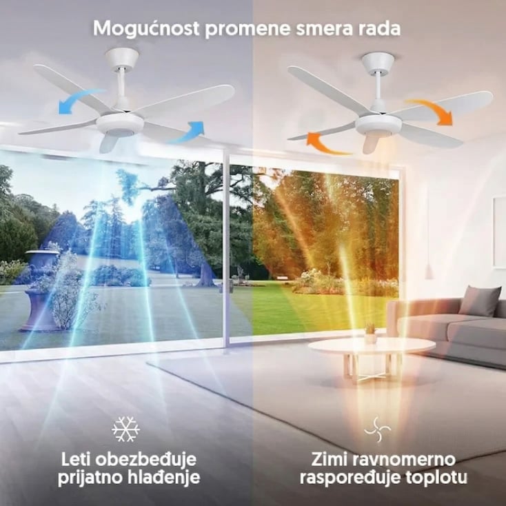 PROSTO Plafonski Ventilator 137cm 40W Beli sa Daljinskim CFB5404-5/40WH - Plafonski ventilatori