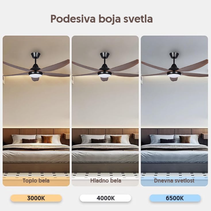 PROSTO Plafonski Ventilator 142cm sa LED Svetlom 50W Tamni CFB5605L-5/50 - Plafonski ventilatori