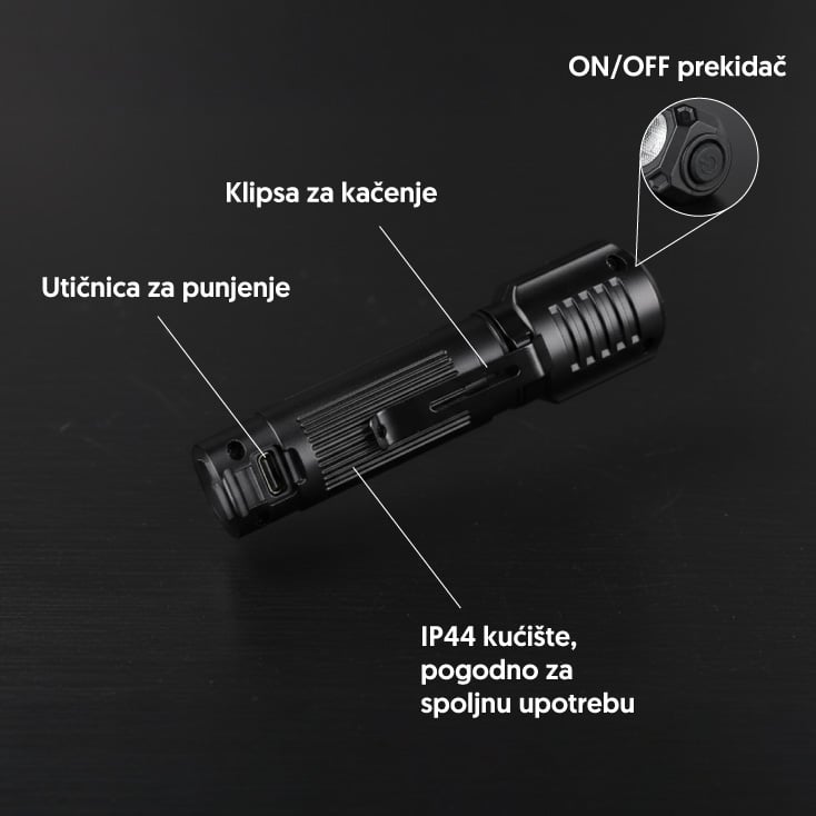 Punjiva LED baterijska lampa 3W XPE LED - Led lampe na baterije