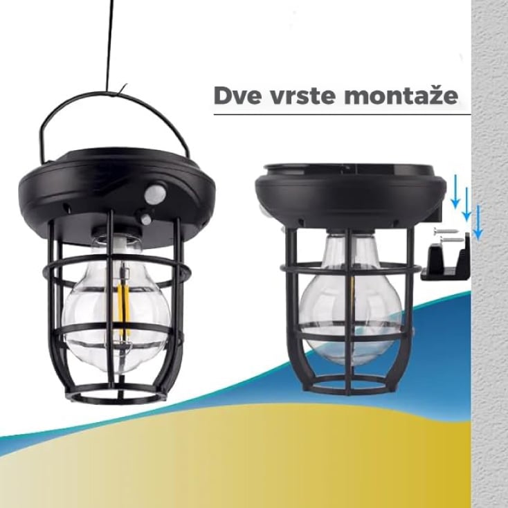 Solarna LED lampa sa senzorom pokreta 1W filament topla bela - Led spoljna rasveta