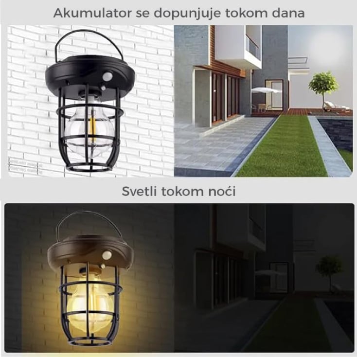 Solarna LED lampa sa senzorom pokreta 1W filament topla bela - Led spoljna rasveta