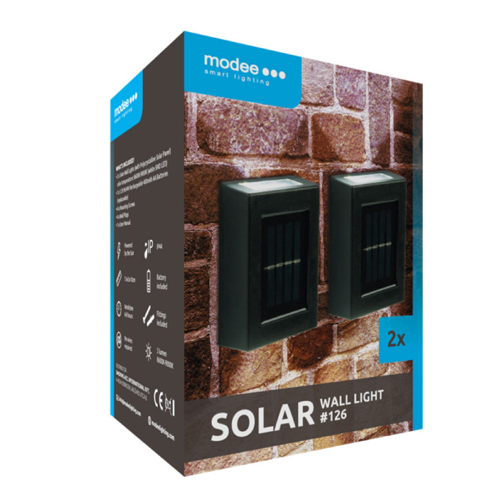 Solarna LED zidna lampa Modee ML-WS126, dnevno svetlo 9000K, IP44 - Led spoljna rasveta