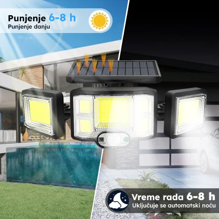 Solarni LED reflektor 30W 450lm sa PIR senzorom podesiv ugao - Led spoljna rasveta