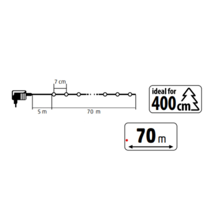 Svetleći niz sa 1000 hladno belih LED dioda 70m - Dekorativna rasveta