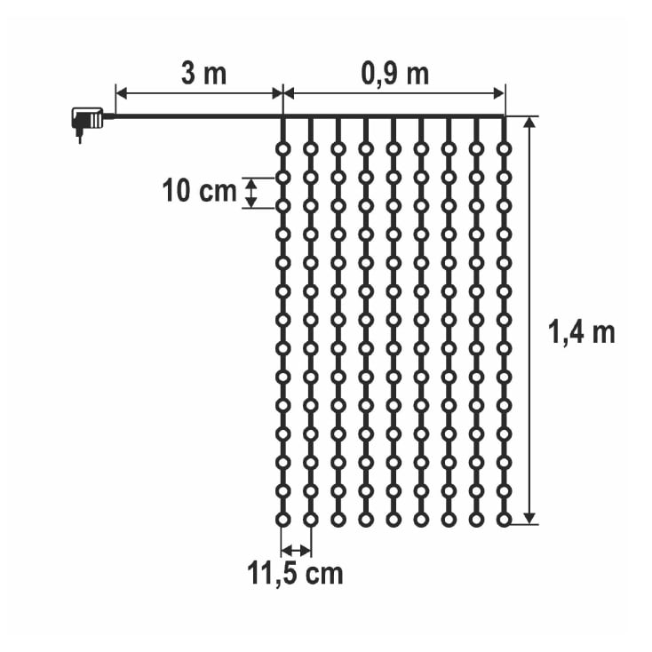 Svetleći niz-zavesa sa 126 toplo belih LED dioda - Dekorativna rasveta
