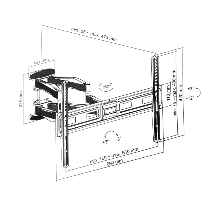 Zidni nosač za TV HOME LCDH33, 37-80 inča, do 45 kg - Nosači za TV