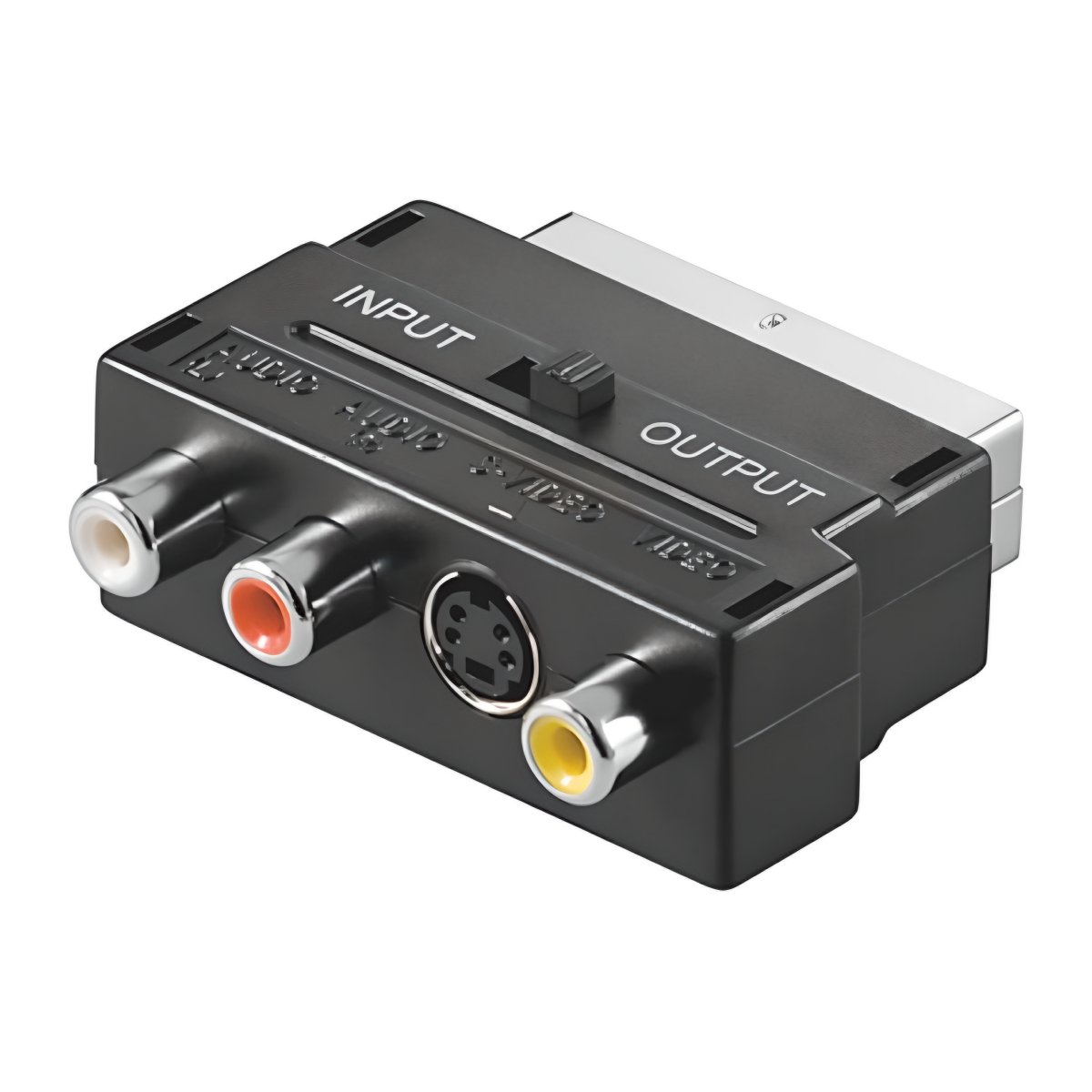 SCART adapter na 3 RCA i S-Video sa prekidačem crni V50S