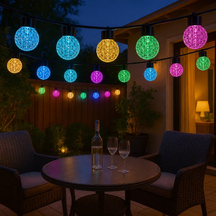 LED svetleći niz 9 m, 20 RGB kugli (USB, Bluetooth aplikacija)