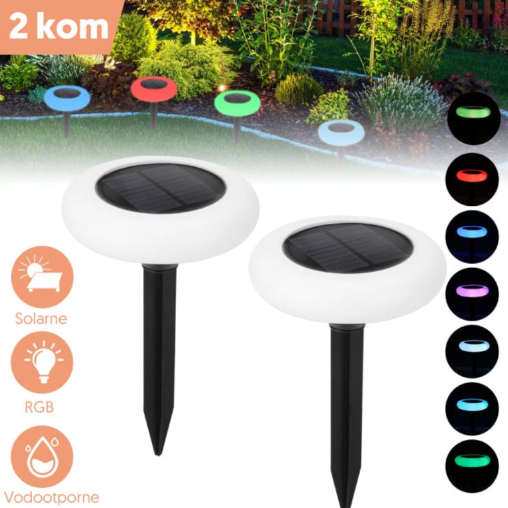 Solarne baštenske lampe RGB, set 2 komada