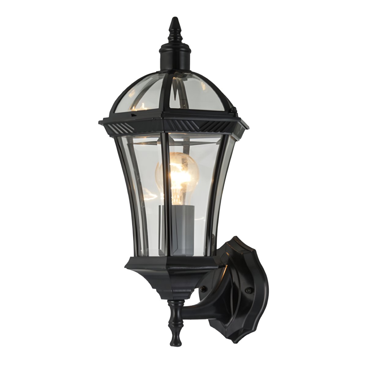 Spoljna zidna lampa fenjer 1 x E27, crna, aluminijum i staklo, IP44