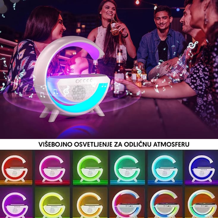 Bluetooth zvučnik sa RGB lampom i bežičnim punjačem