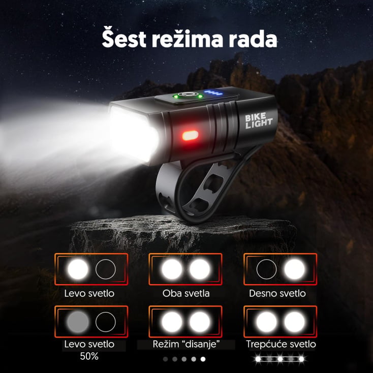 Prosto punjiva LED lampa za bicikl sa dva XPE svetla, IP44 (17417-5916)