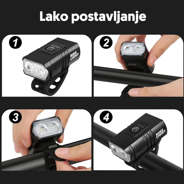Prosto punjiva LED lampa za bicikl sa dva XPE svetla, IP44 (17417-5916)