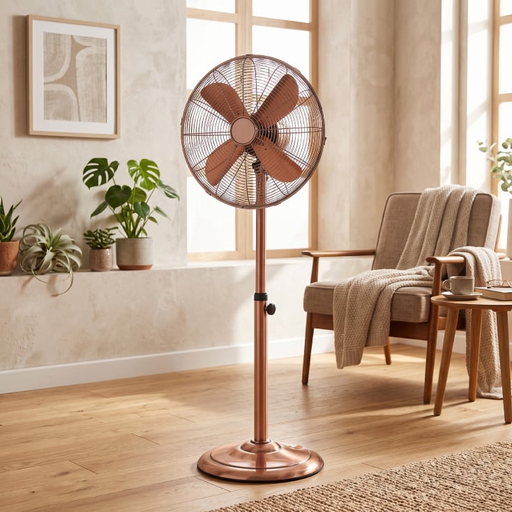 EUROLAMP stojeći ventilator 40cm 50W bakarni metalni