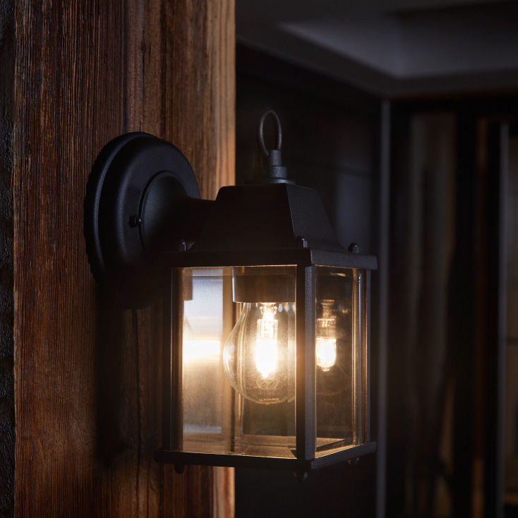 LEDVANCE zidna spoljna lampa fenjer crna E27 Smart+ staklo