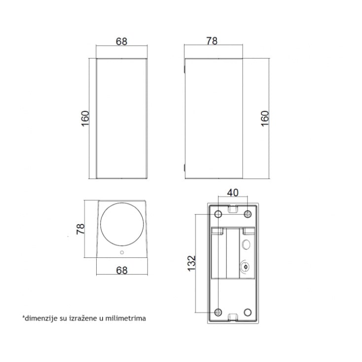 Spoljna zidna svetiljka kvadar 2x GU10 IP65 tamno siva aluminijum W10412/S