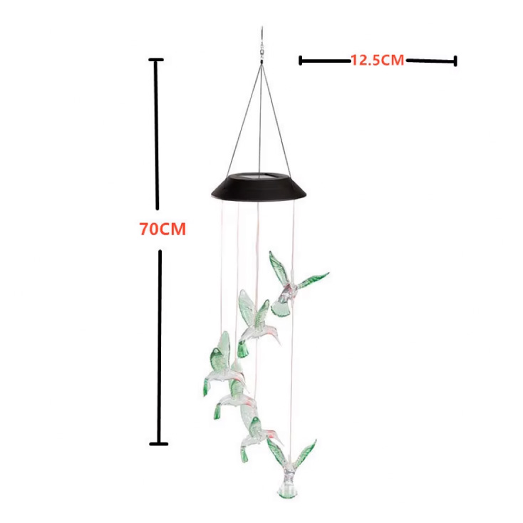 Solarna viseća LED lampa ptičice, RGB 70 cm
