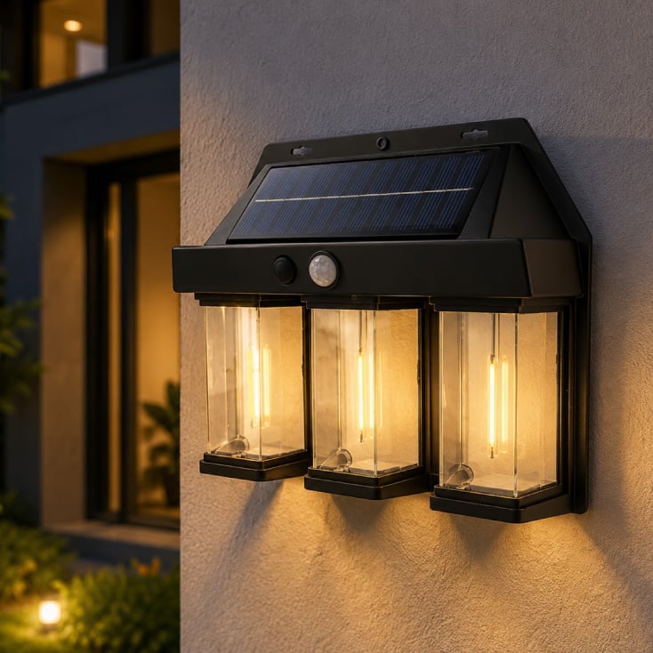 Solarna zidna lampa sa senzorom pokreta, 3 LED filamenta