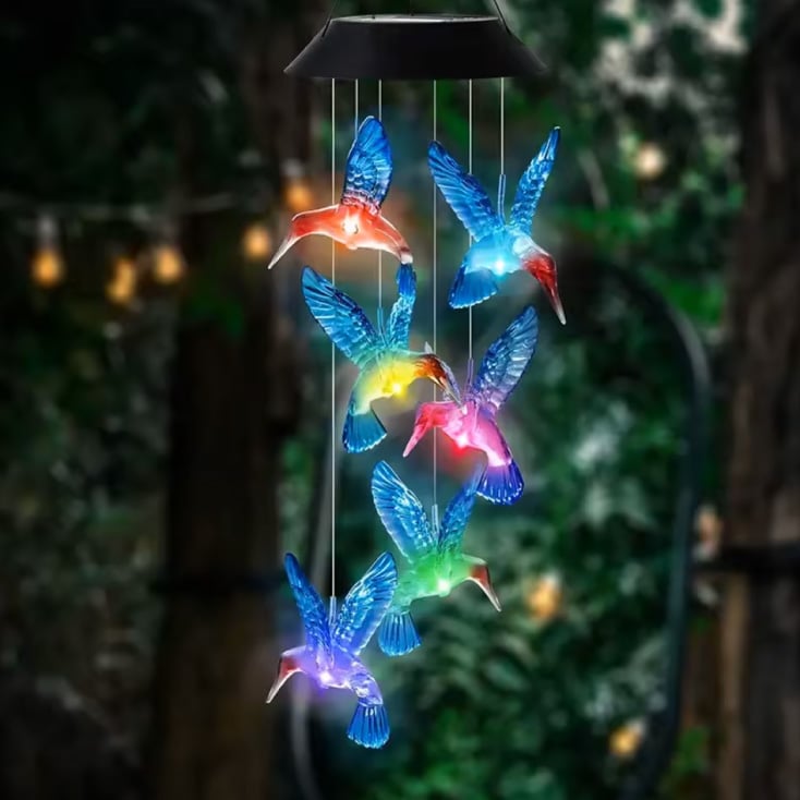 Solarna viseća LED lampa kolibri, RGB 70 cm