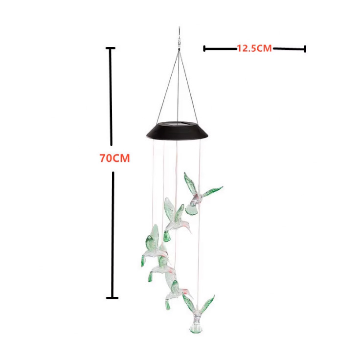 Solarna viseća LED lampa kolibri, RGB 70 cm