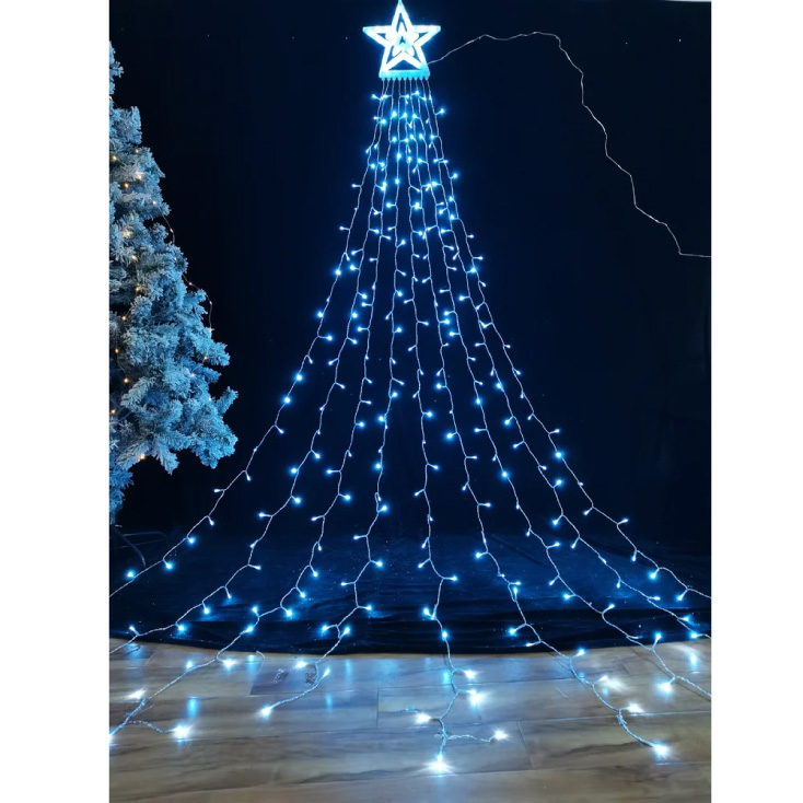 LED niz sa zvezdom 300 dioda 3m, hladno bela, 8 programa (ML-C3001)