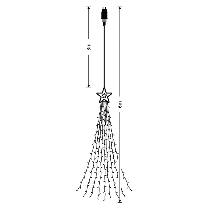 LED niz sa zvezdom 300 dioda 3m, hladno bela, 8 programa (ML-C3001)