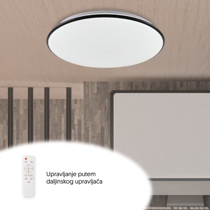 LED plafonjera 24 48W CCT daljinski bela crna VESTA663
