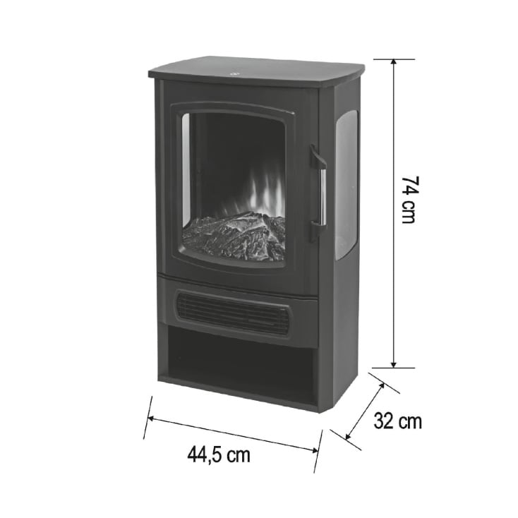 Samostojeći električni kamin sa panoramskim ložištem 1000/2000W HOME FKK26