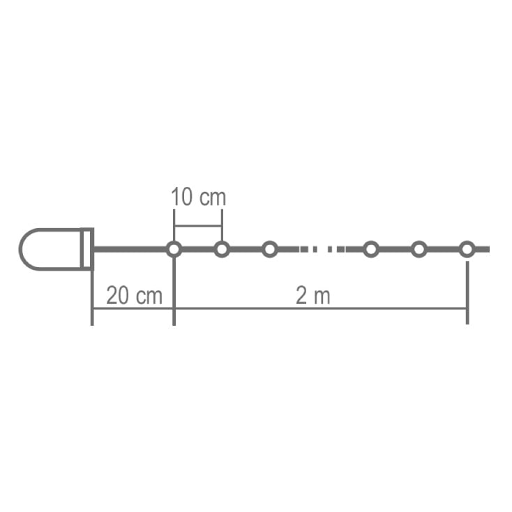 Home MLF26/WW svetleći niz 2 m sa 20 toplo belih mikro LED dioda, na CR2032 baterije