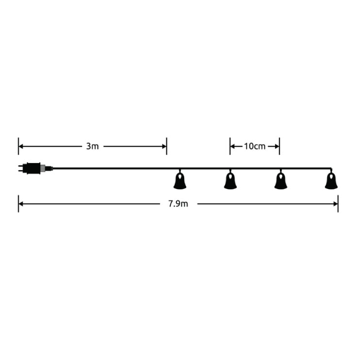 MODEE ML-C2014 LED lampice sa ukrasima zvona, 50 toplo belih LED 2700 K, 4,9 m, IP44