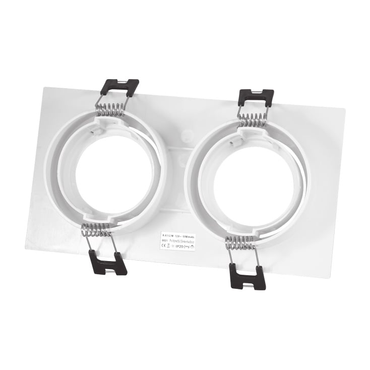 PROSTO R-A112/W dupla ugradna rozetna za 2 MR16 GU5.3 sijalice, otvor 80 x 160 mm, bela