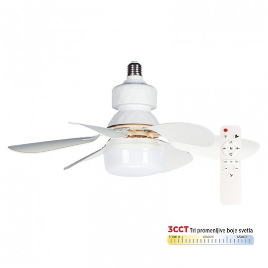 Mitea Plafonski Ventilator sa LED Svetlom 12W, 2300 m³/h, Dimer, Daljinski - Plafonski ventilatori