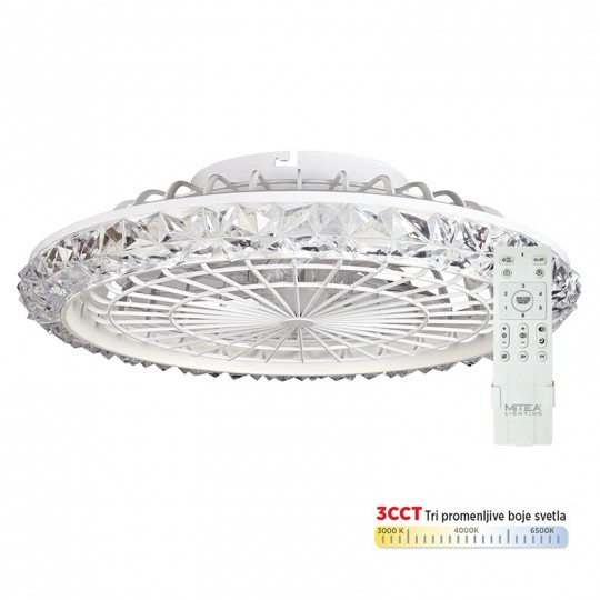 Mitea Plafonski Ventilator sa LED Svetlom 18W, 1320 m³/h, Dimer, Ø500 mm, Beli - Plafonski ventilatori