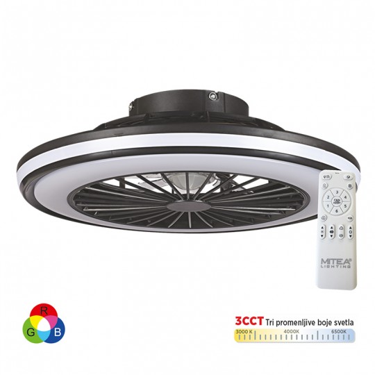 Mitea Plafonski Ventilator sa LED Svetlom 18W, 1320 m³/h, Dimer, Ø500 mm, Crni - Plafonski ventilatori