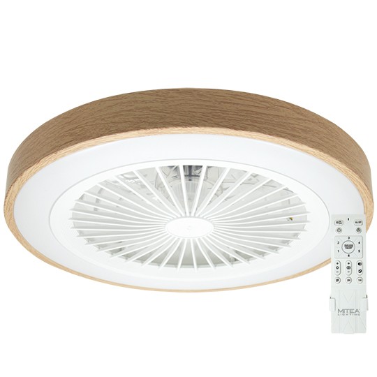 Mitea Plafonski Ventilator sa LED Svetlom 20W, 2500 m³/h, CCT, Ø500 mm, Boja Drveta - Plafonski ventilatori