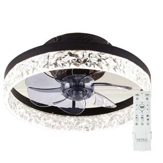Mitea Plafonski Ventilator sa LED Svetlom 20W + 25W LED, 2500 m³/h, Ø500 mm, Crni - Plafonski ventilatori