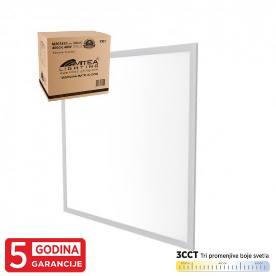 Mitea Ugradni LED Panel 595x595, 40W, 4400 lm, 3 Boje Svetla - Led paneli