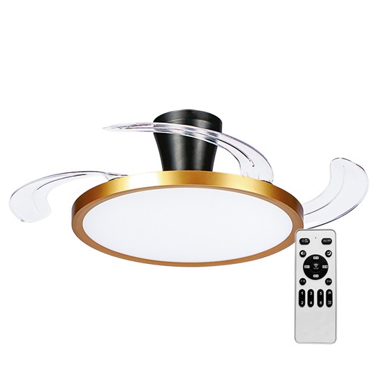 Mitea XXL Plafonski Ventilator sa LED Svetlom 30W + 30W, Ø1066 mm, Crno Zlatni - Plafonski ventilatori