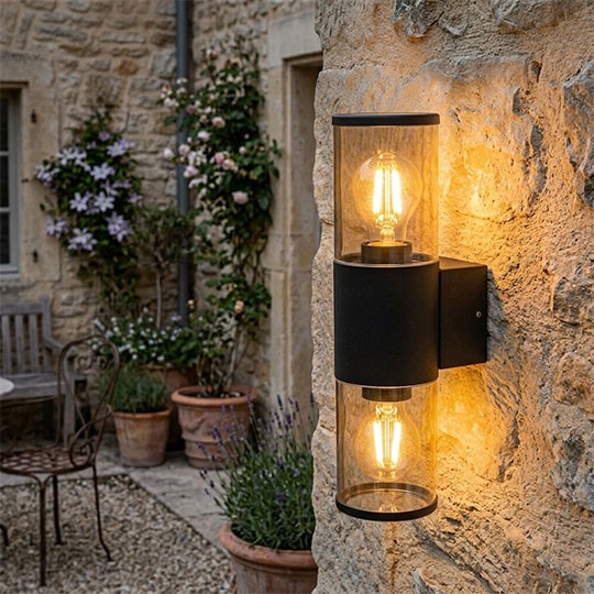M915 S Max.A60 CRNA+SMOKY IP54 2xE27 bastenska lampa zidna Mitea Lighting