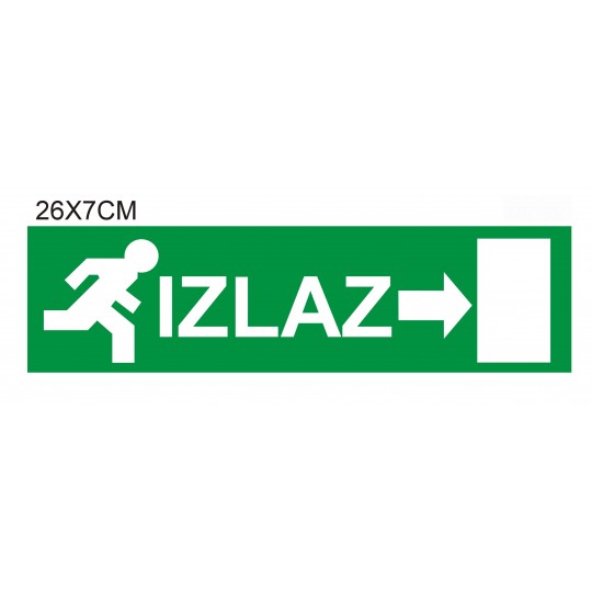 Mitea nalepnica IZLAZ strelica desno zelena 26x7cm